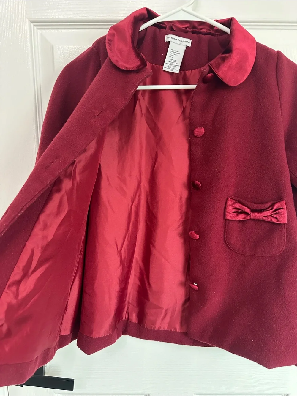 Vintage red Kids  holiday jacket by Cupcakes and Cashmere Size 5/6 Satin Collar